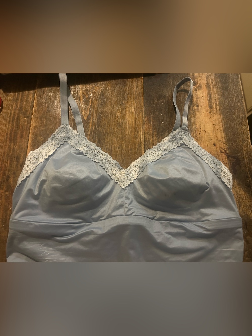 Aerie Sunnie Blossom  Lace Trim Wireless Pullover Bralette Size XL blue NWT